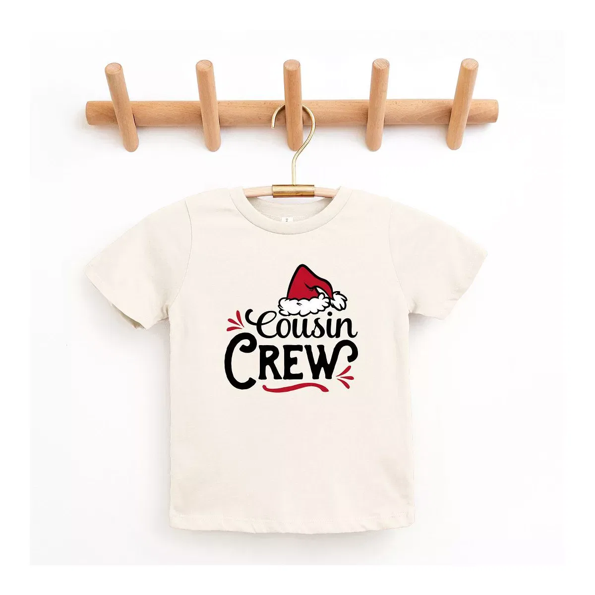 Детская футболка с принтом Cousin Crew Santa Hat The Juniper Shop, Cream