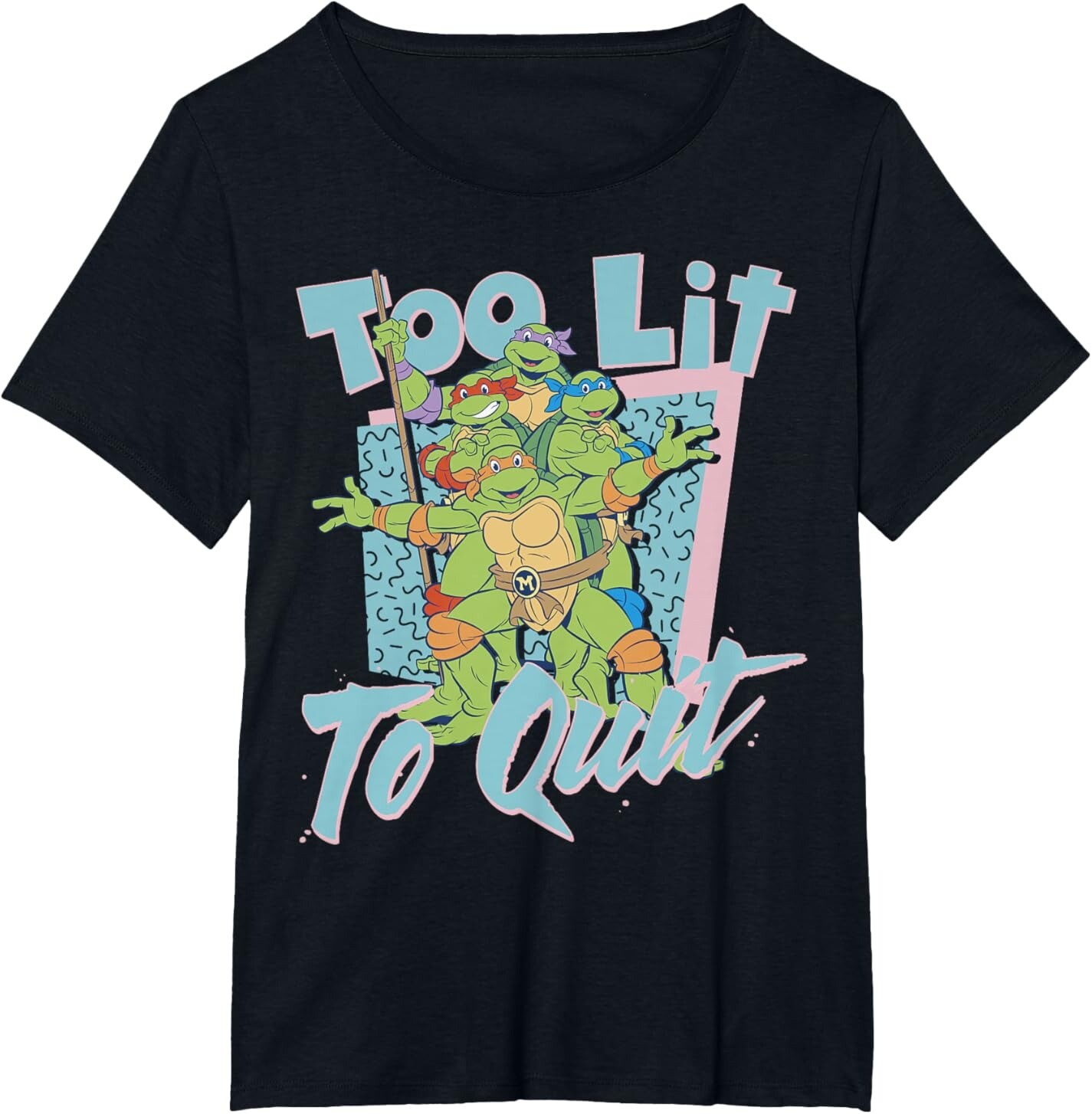 

Женская футболка Teenage Mutant Ninja Turtles Too Lit To Quit, Plus Size, черный