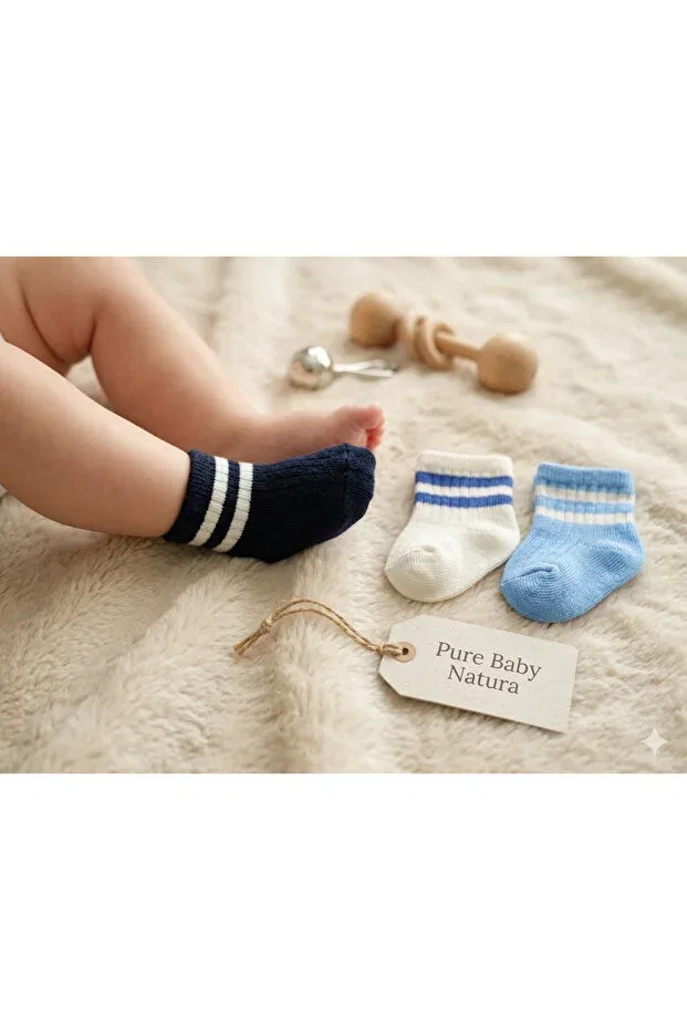 Детские носки для девочек хлопковые 3 шт Pure Baby Natura, Blue
