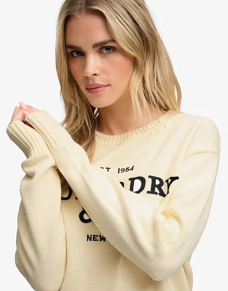Джемпер Superdry Heritage с графическим принтом, экрю/темно-синий — фото 3
