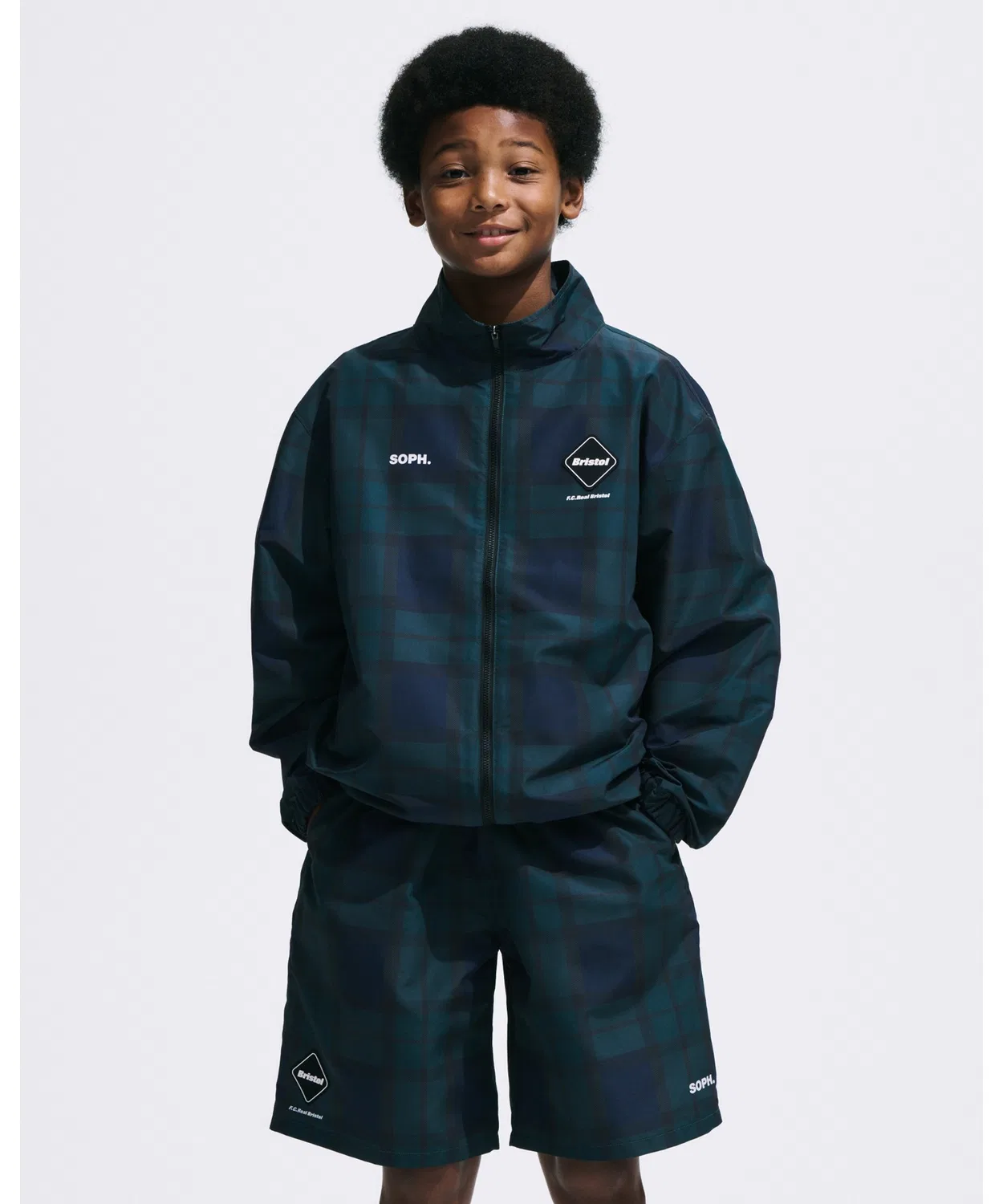 Детская куртка с принтом в клетку F.C.Real Bristol for Kids, Navy — фото 2