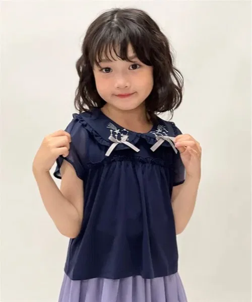Детская футболка с вышивкой Constellation Embroidery Collar PO axes femme, Navy