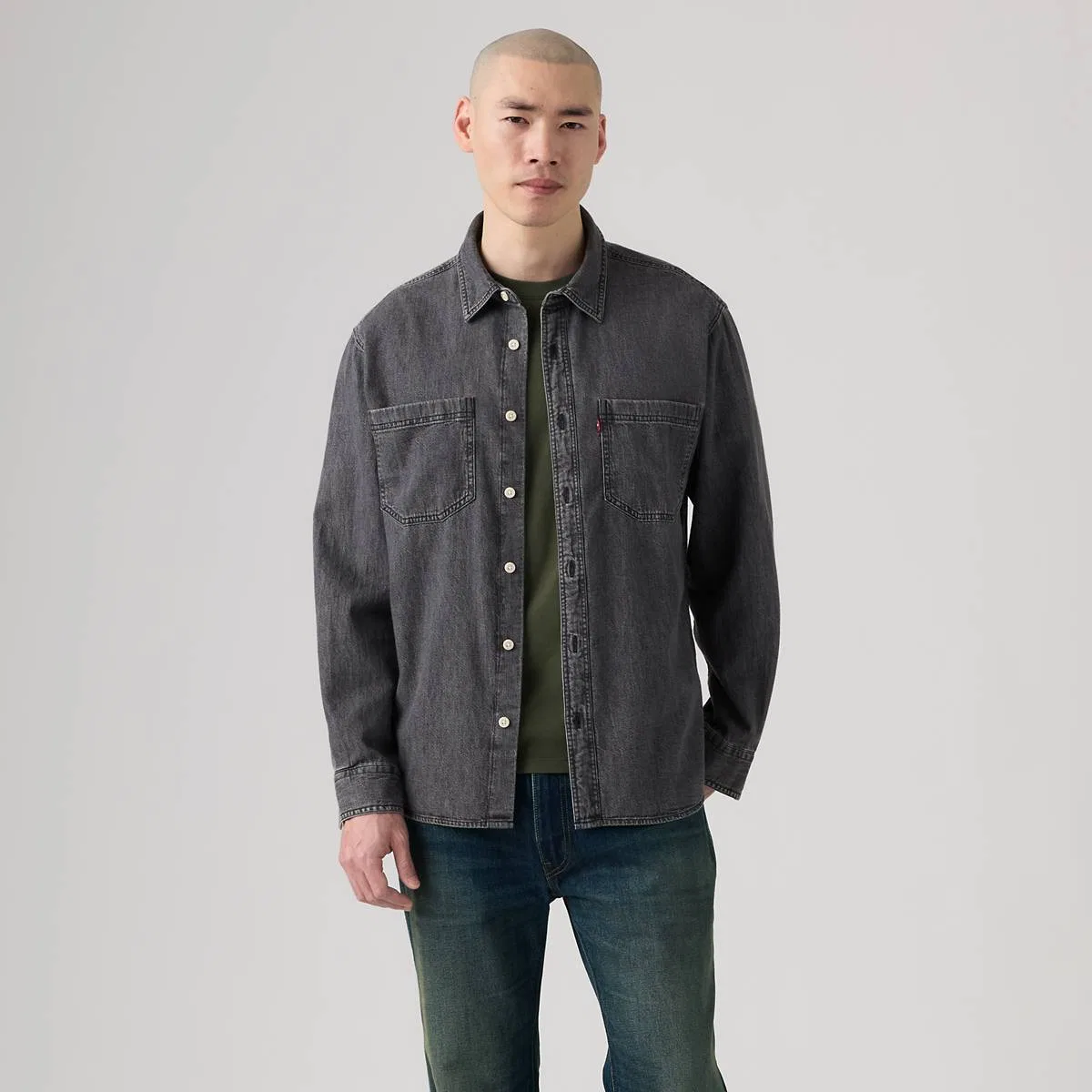 Свободная джинсовая рабочая рубашка Mariposa Levi's, Shirley Washed Black - Black — фото 3