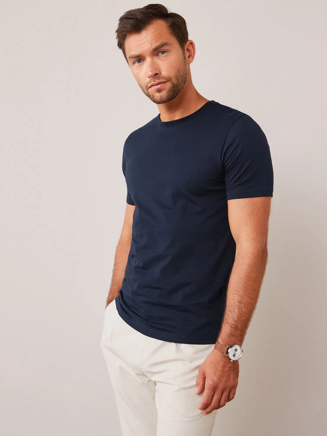 Футболка с круглым вырезом, Slim Fit, Essential Next, синий