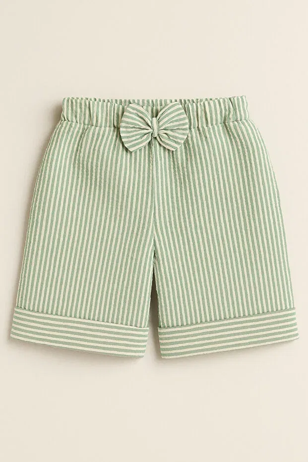 Детские шорты для девочек полосатые Basics Esila Kids, Green — фото 3
