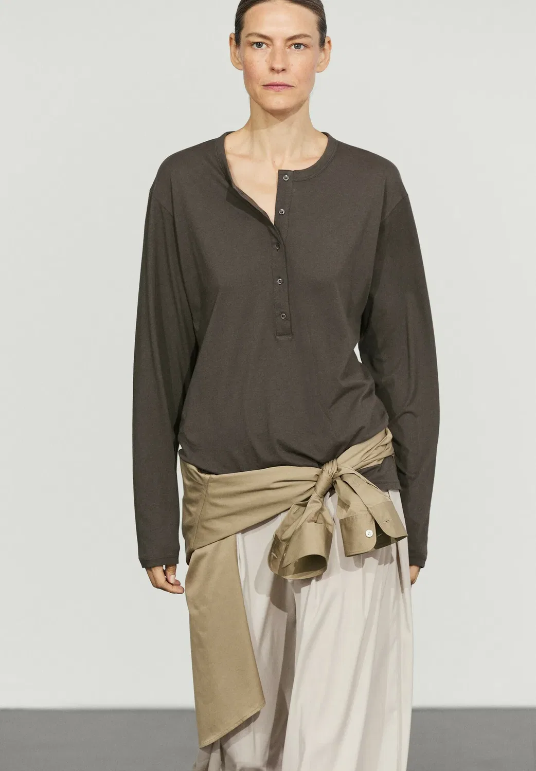 Топ с длинными рукавами Massimo Dutti, Light Brown