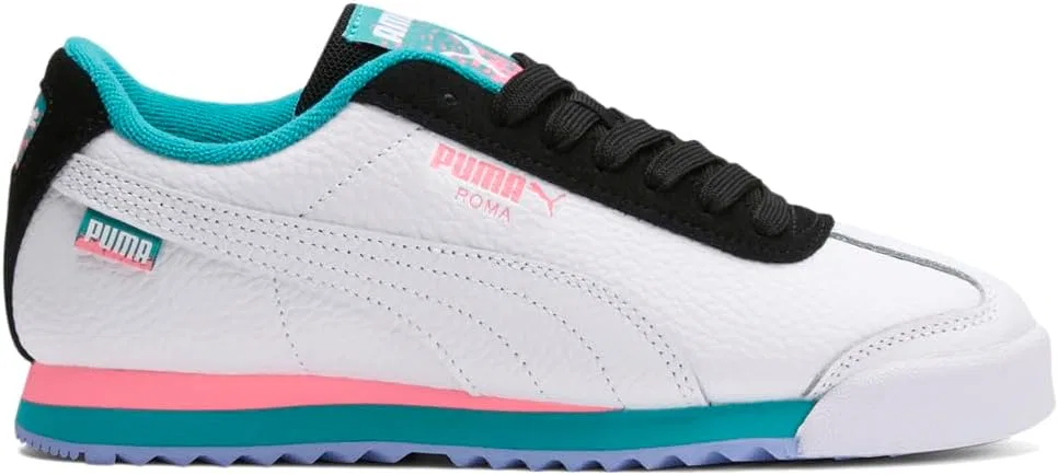 Детские кроссовки для мальчиков Roma Basic PUMA, White/Black/Sunset Glow/Deep Aqua