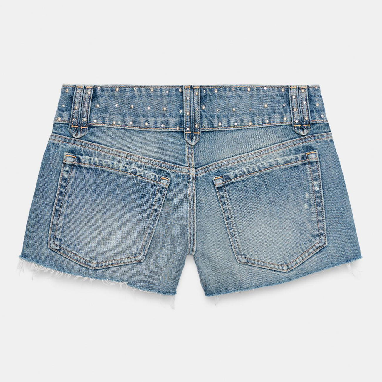 Шорты Zara TRF Mini Denim With Studs, индиго — фото 2
