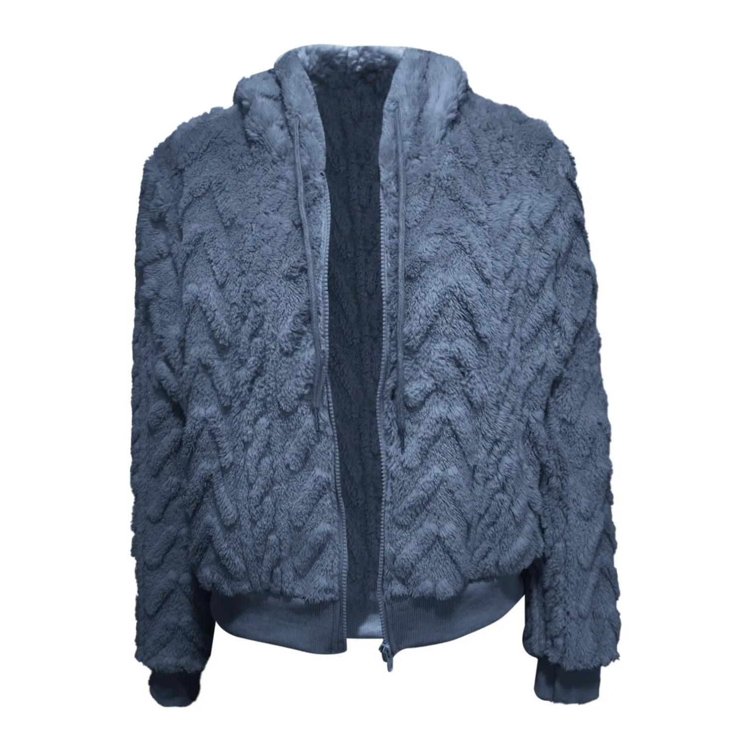Женское утеплённое пальто с капюшоном и длинным рукавом, Blue