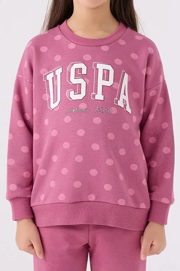 Детский спортивный костюм для девочек с принтом в горошек U.S. Polo Assn., Pink — фото 4