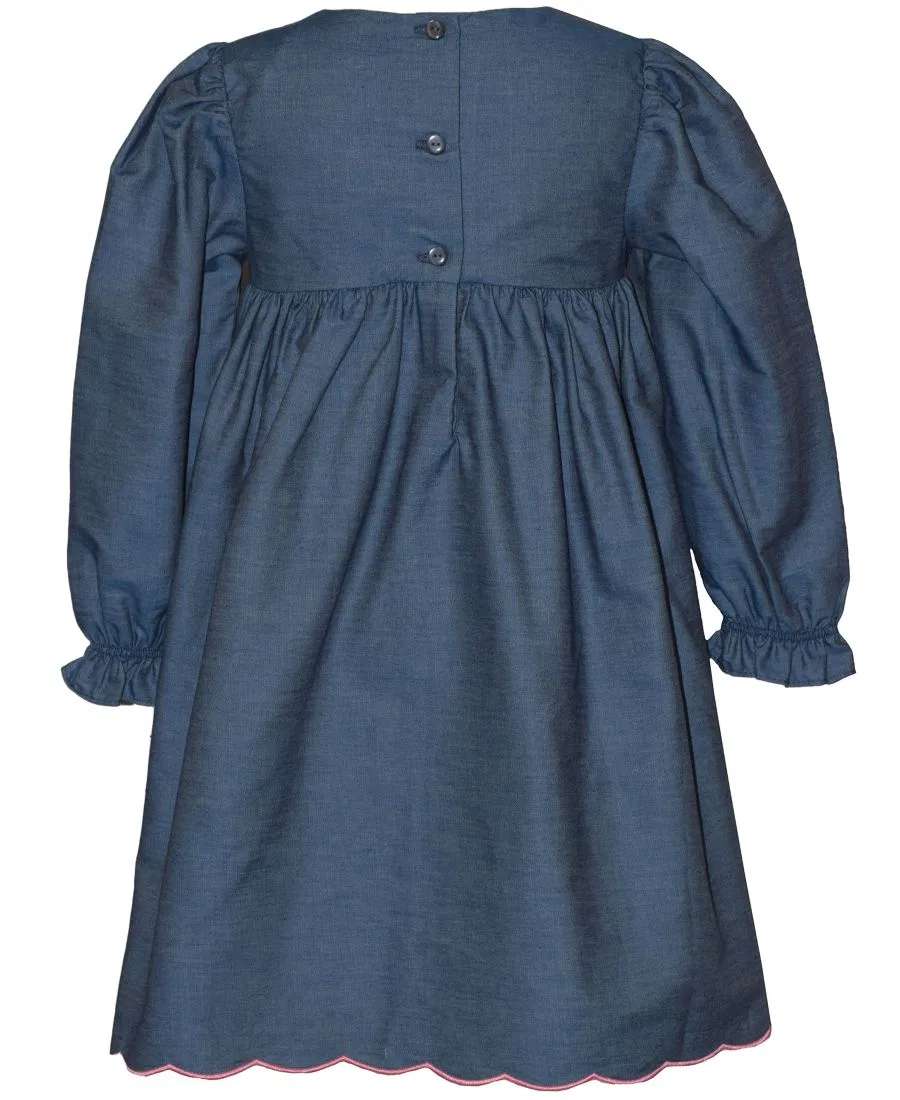 Платье с длинным рукавом, с вышивкой Bonnie Baby, Denim — фото 2