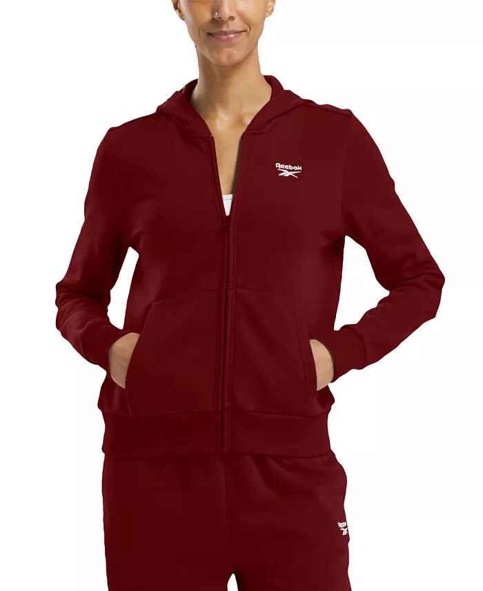 

Женская флисовая толстовка с капюшоном на молнии Reebok, красный