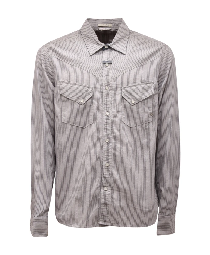 

Итальянская полосатая рубашка с застежками-кнопками Cycle, серый