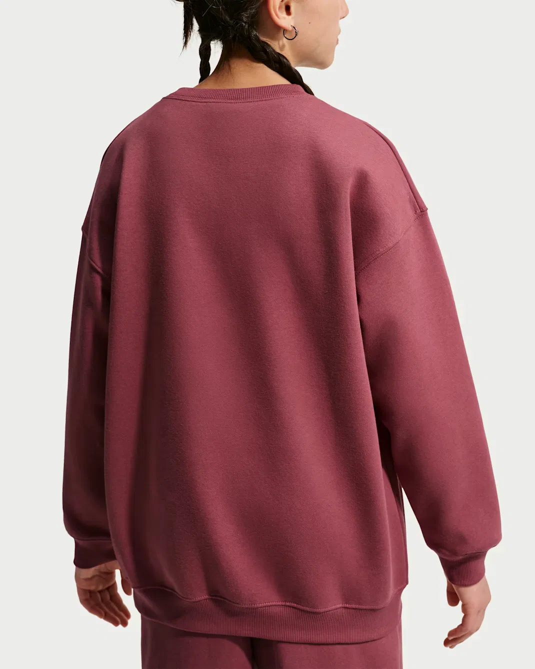 Детская толстовка оверсайз с круглым вырезом для девочек (подростков) Nike Sportswear Studio, Pink Smoke/White — фото 2