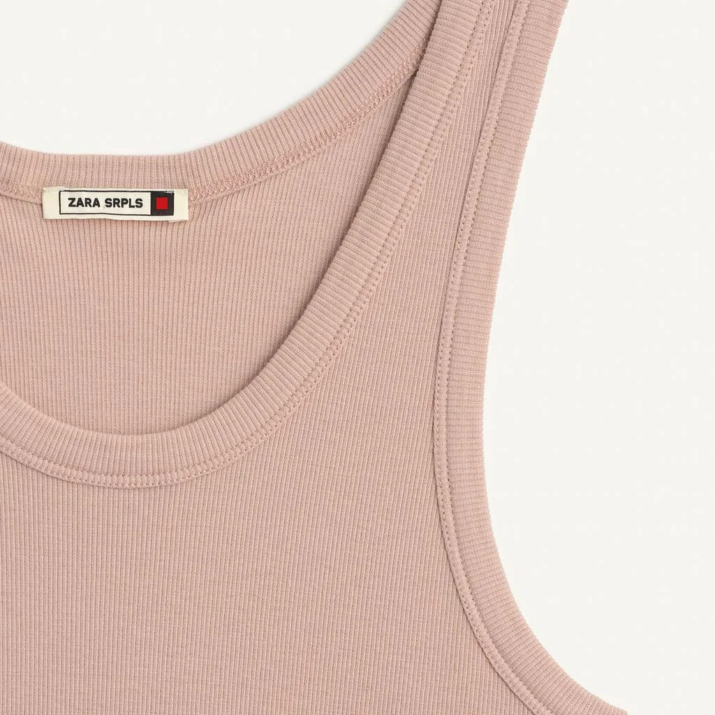 Женская майка без рукавов с круглым вырезом Light Peach Red ZARA, Light Peach Red — фото 4