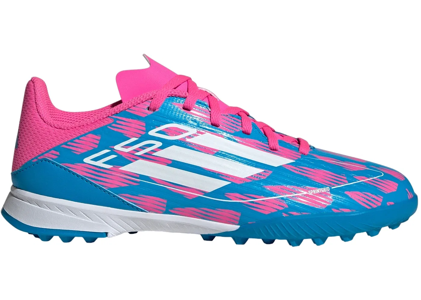 Бутсы для игры на искусственном покрытии Adidas F50 League Turf, Solar Blue Cloud White Solar Pink