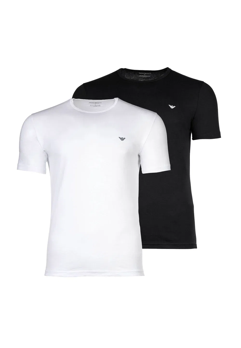 Комплект из 2 футболок с круглым вырезом и нижней рубашки Emporio Armani, Black/White