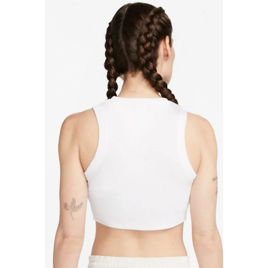 Женский топ-майка без рукавов Nike Sportswear Essential Rib Cropped, Белый — фото 2