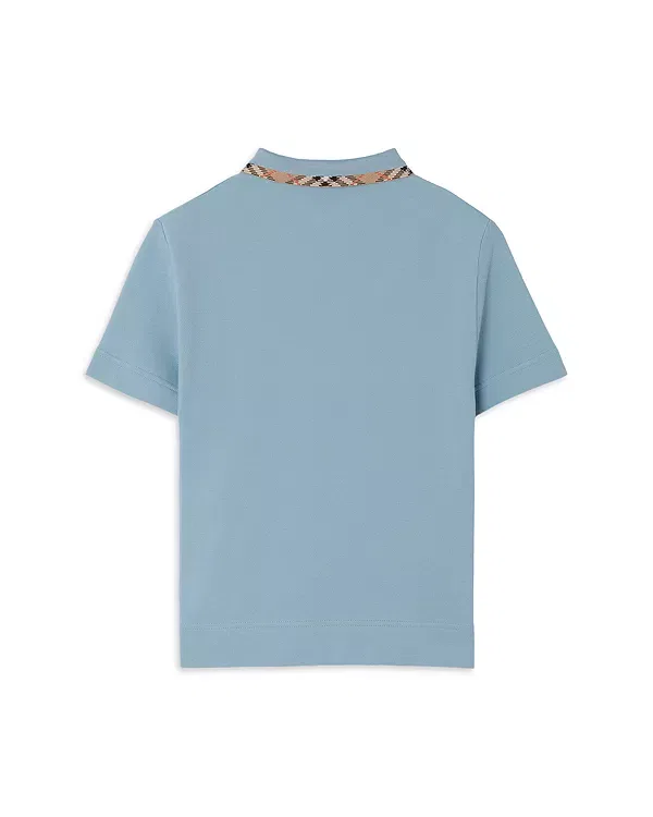 Детское поло для мальчиков с вышивкой Burberry, Misty Blue — фото 2