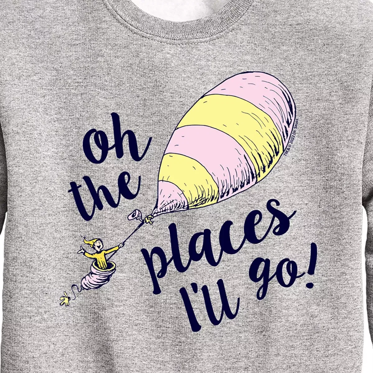Детский свитшот для мальчиков с принтом Oh! The Places I'll Go Dr. Seuss, Athletic Heather — фото 2