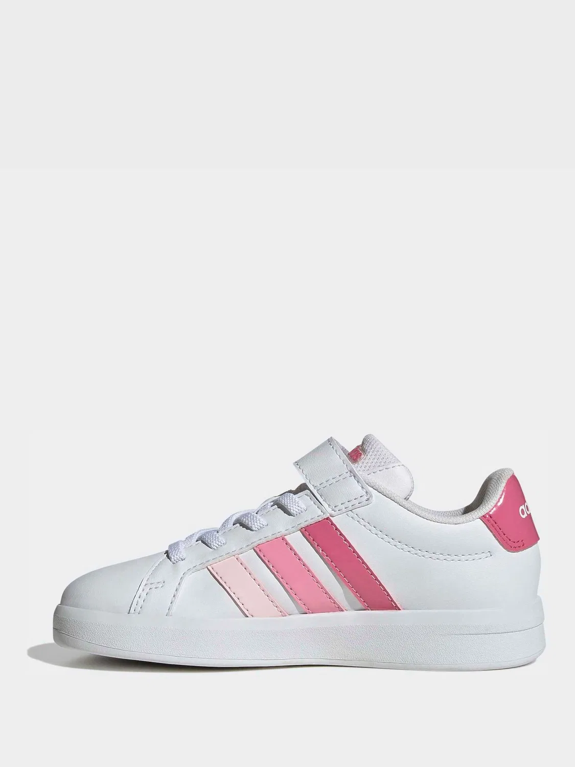 Кроссовки детские adidas Grand Court 3.0 Elastic Lace, бело-розовые — фото 2