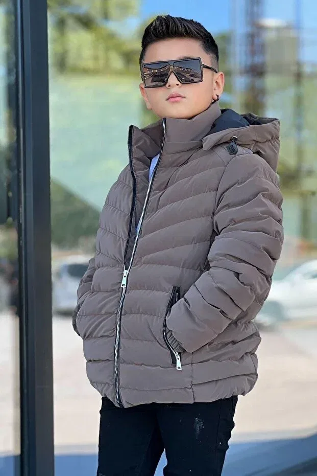 Детский зимнее пуховик для девочек с капюшоном Zaziko Kids, Brown — фото 4