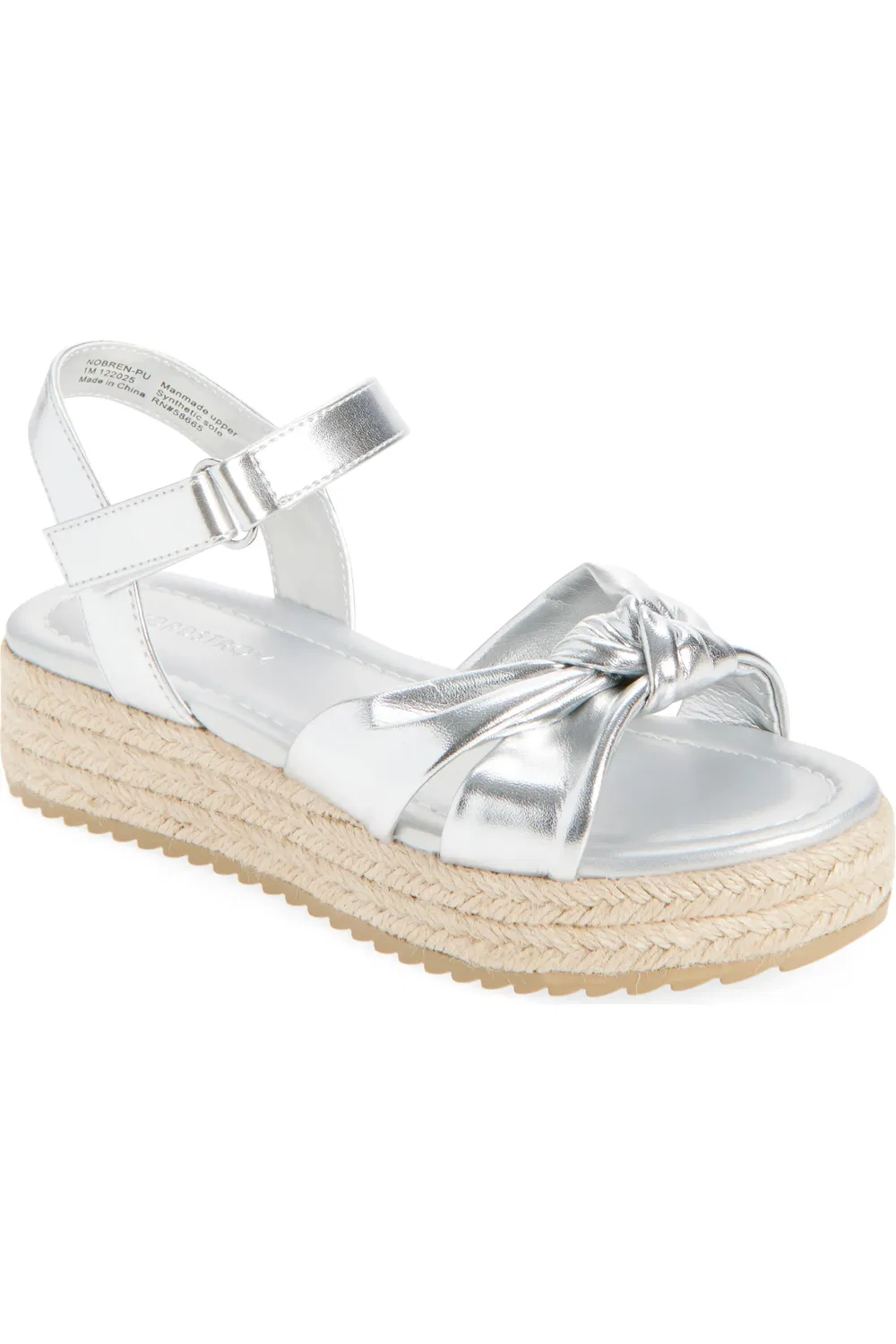 Детские сандалии-эспадрильи на танкетке Bren Nordstrom, Silver Metallic