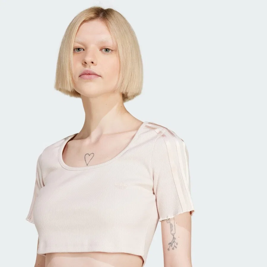 Футболка ADIDAS ORIGINALS 'Baby' пастельно-розового цвета — фото 4