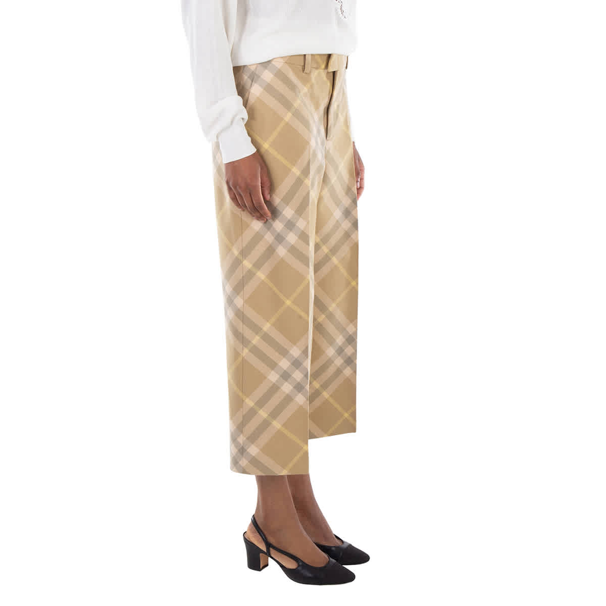 Шерстяные брюки Burberry с клетчатым принтом Burberry, Flax Ip Check — фото 2
