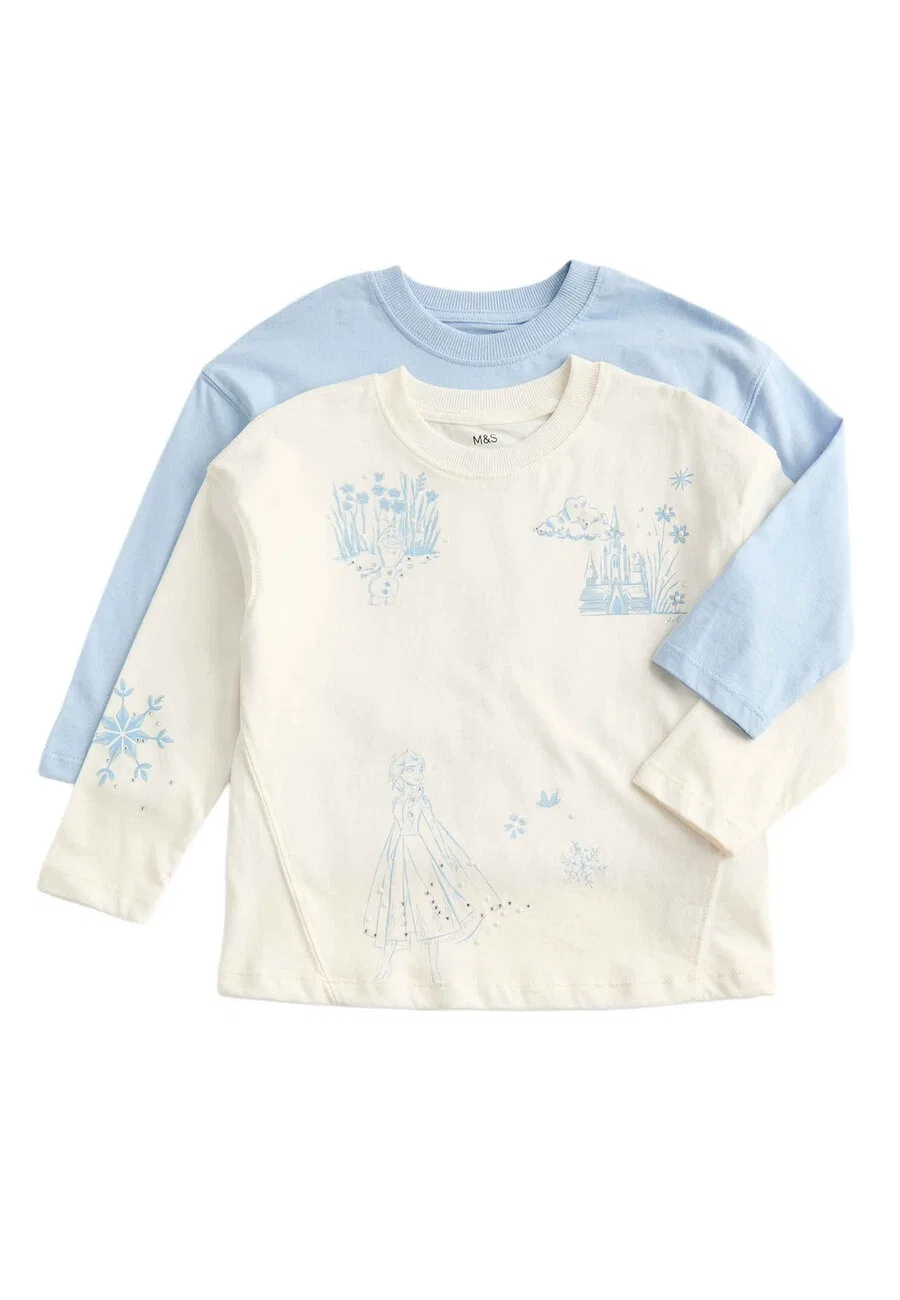 Футболка Marks & Spencer «Disney Frozen» кремового и светло-голубого цвета