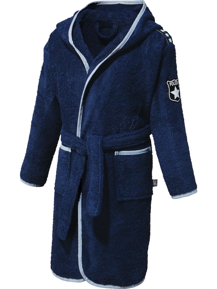 

Erwin Müller Детский банный халат из махровой ткани с капюшоном, темно-синего цвета