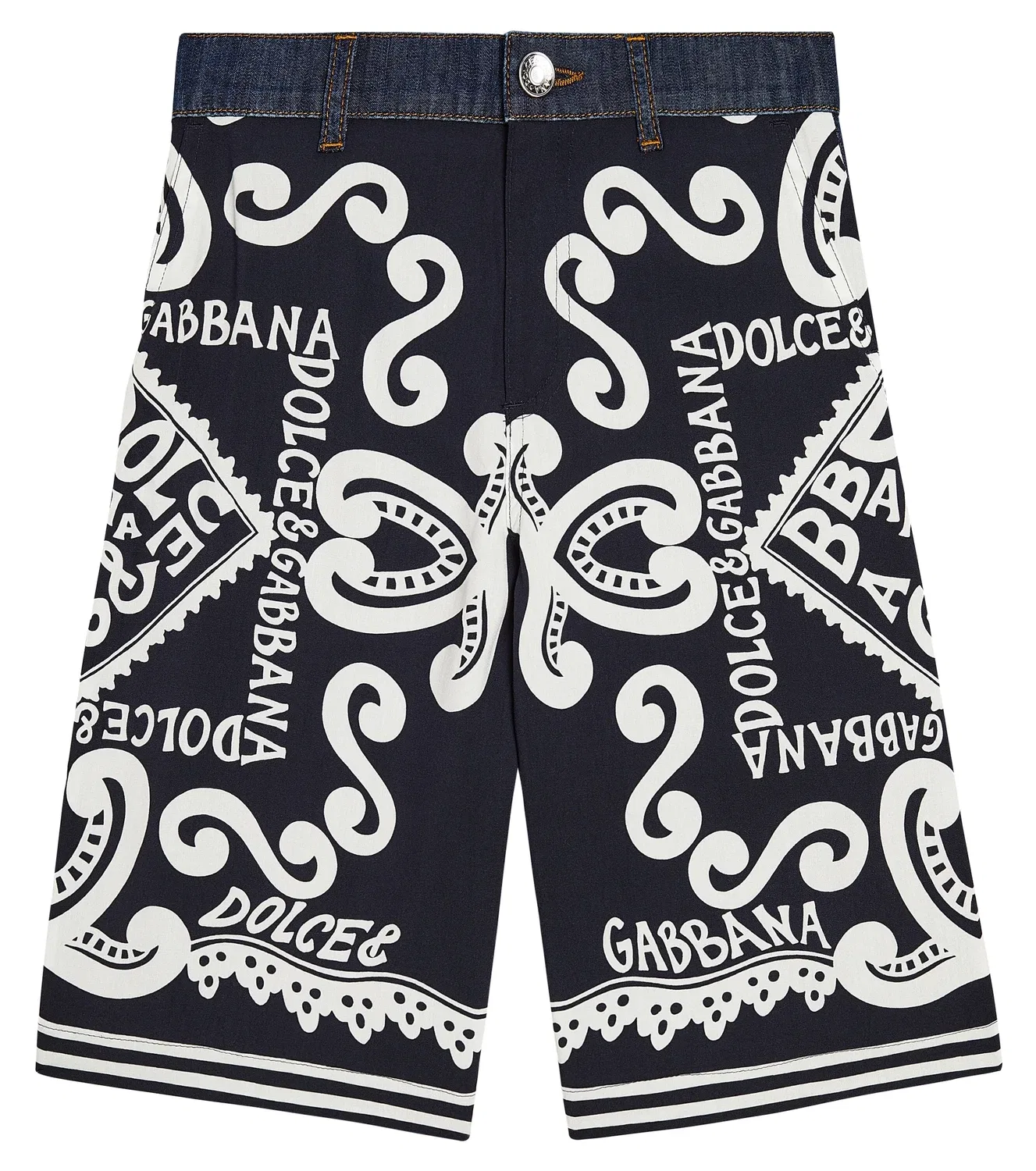 Шорты-бермуды с напечатанным логотипом Dolce&Gabbana Kids, синий