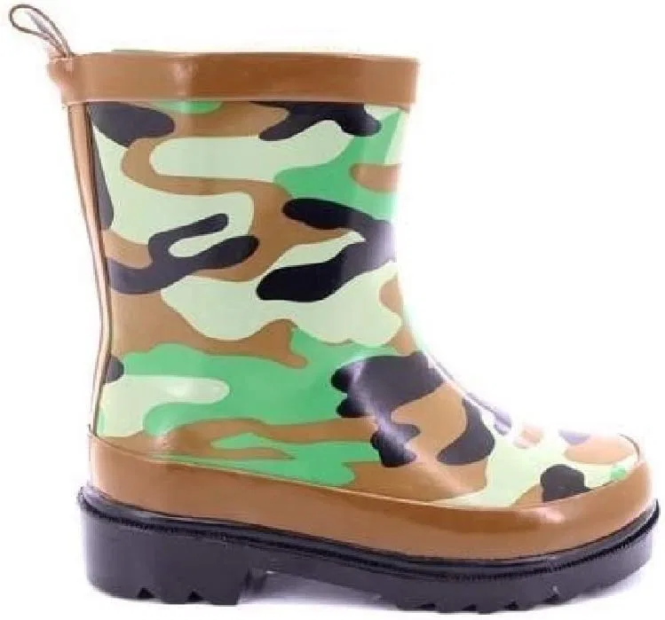Детские сапоги дождевые с камуфляжным принтом StormWells, Green/Brown/Black — фото 2