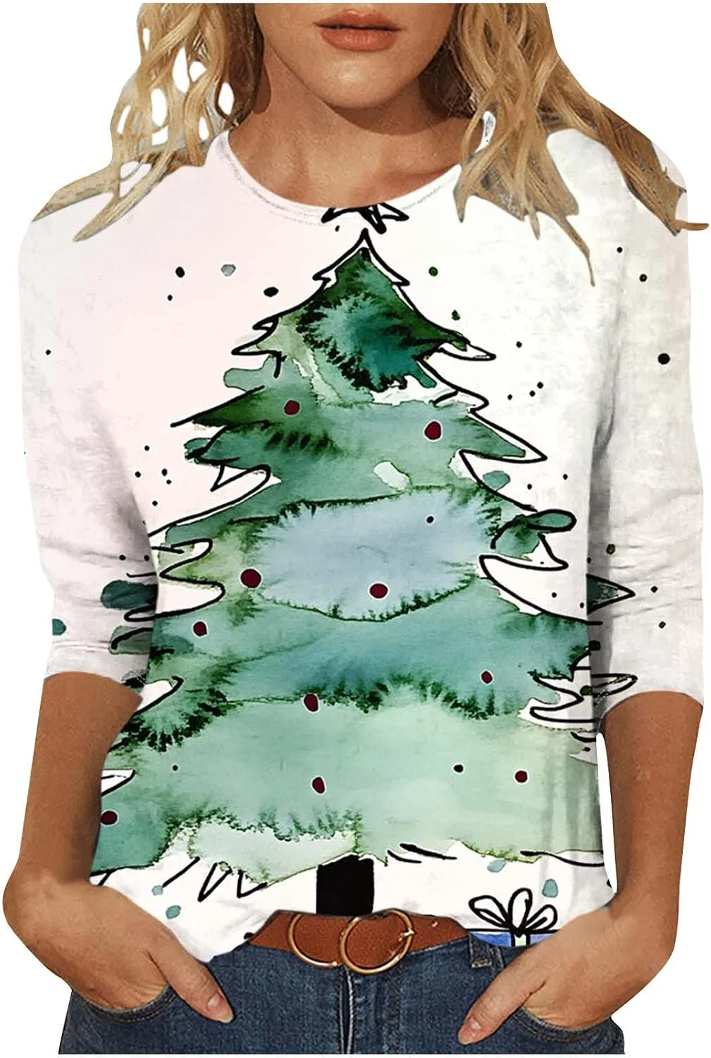 Женская футболка с рождественским принтом Christmas Tree, Multicolor