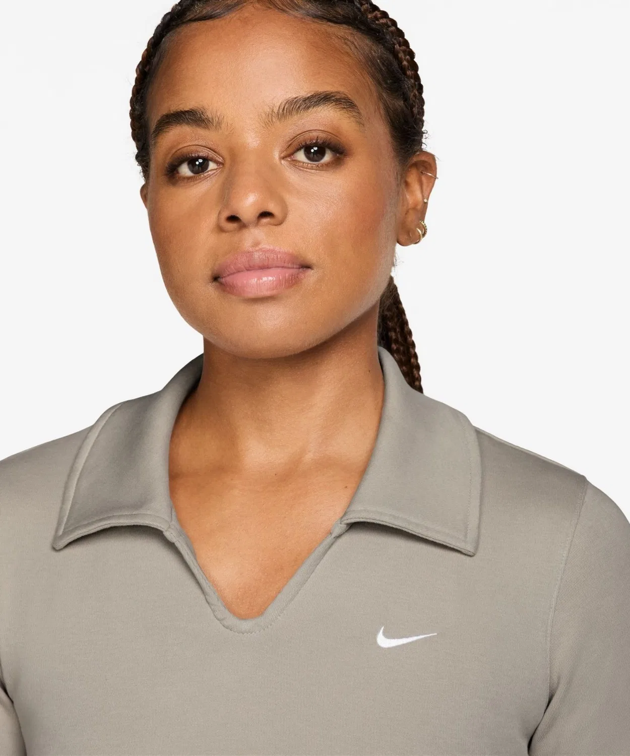 Женская футболка-поло с коротким рукавом Nike NSW ESSNTL S/S Polo CRP TO, Light Grey — фото 3