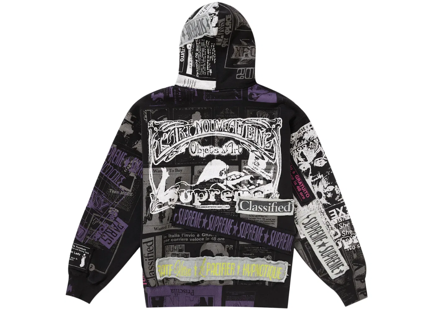 Мужская худи на молнии с коллажем Supreme, Черный — фото 2