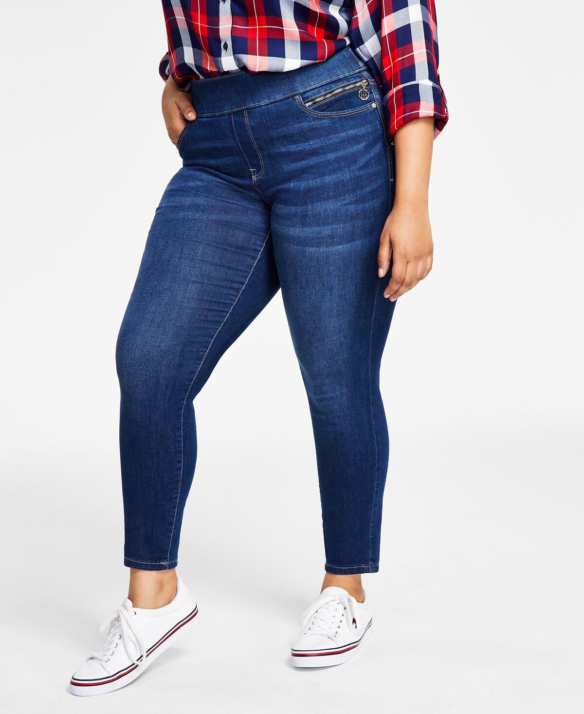 

Джинсы th flex plus size gramercy без застежек, созданные для macy's Tommy Hilfiger, мульти