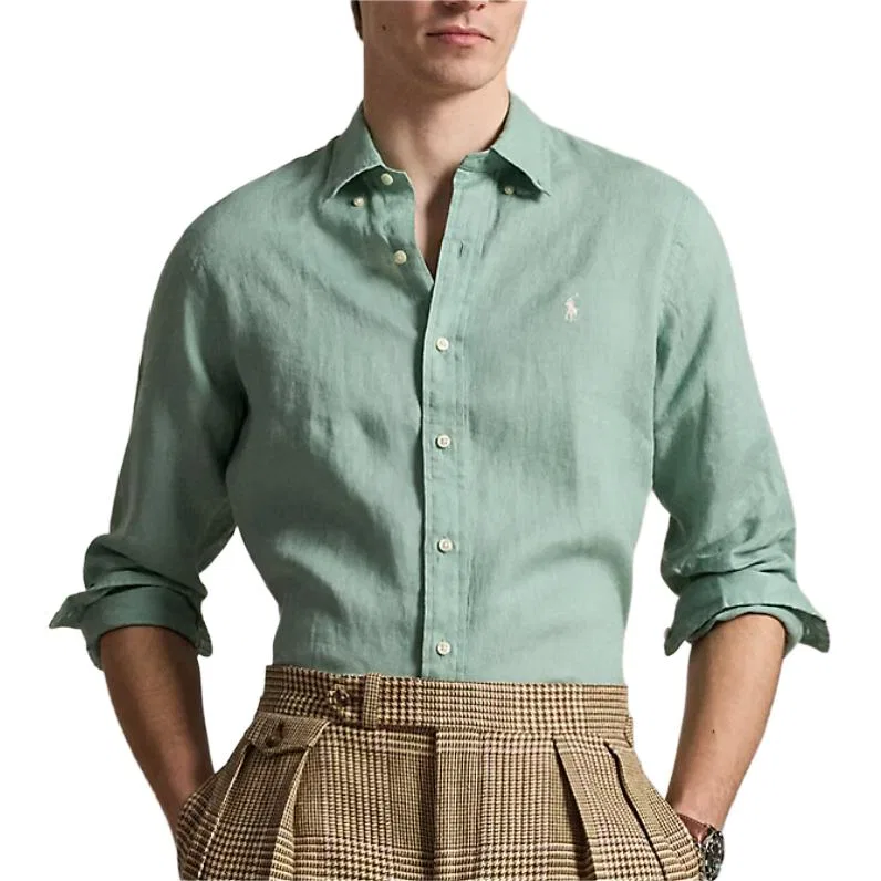 Мужская рубашка тонкая прямого кроя Faded Mint Polo Ralph Lauren — фото 3