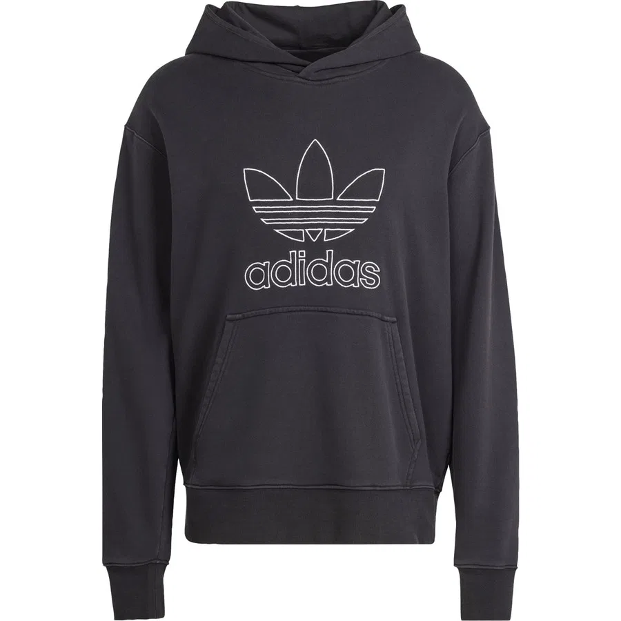 Худи с капюшоном свободного кроя adidas Originals Adicolor Outline Trefoil, Черный — фото 3