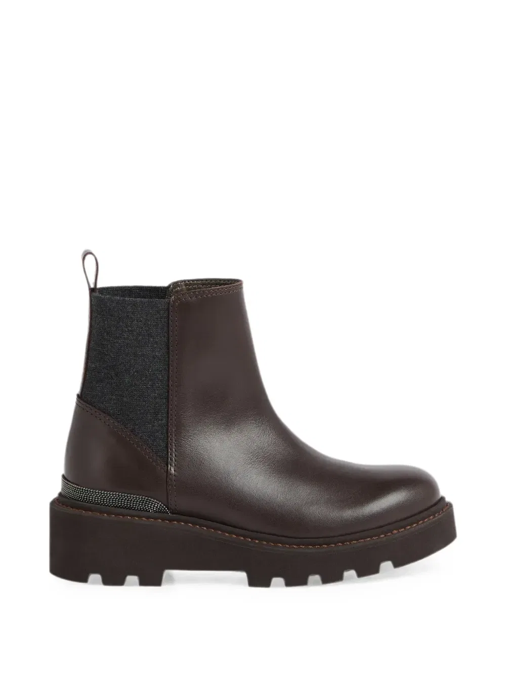 Ботинки челси с декором Monili Brunello Cucinelli Kids, коричневый
