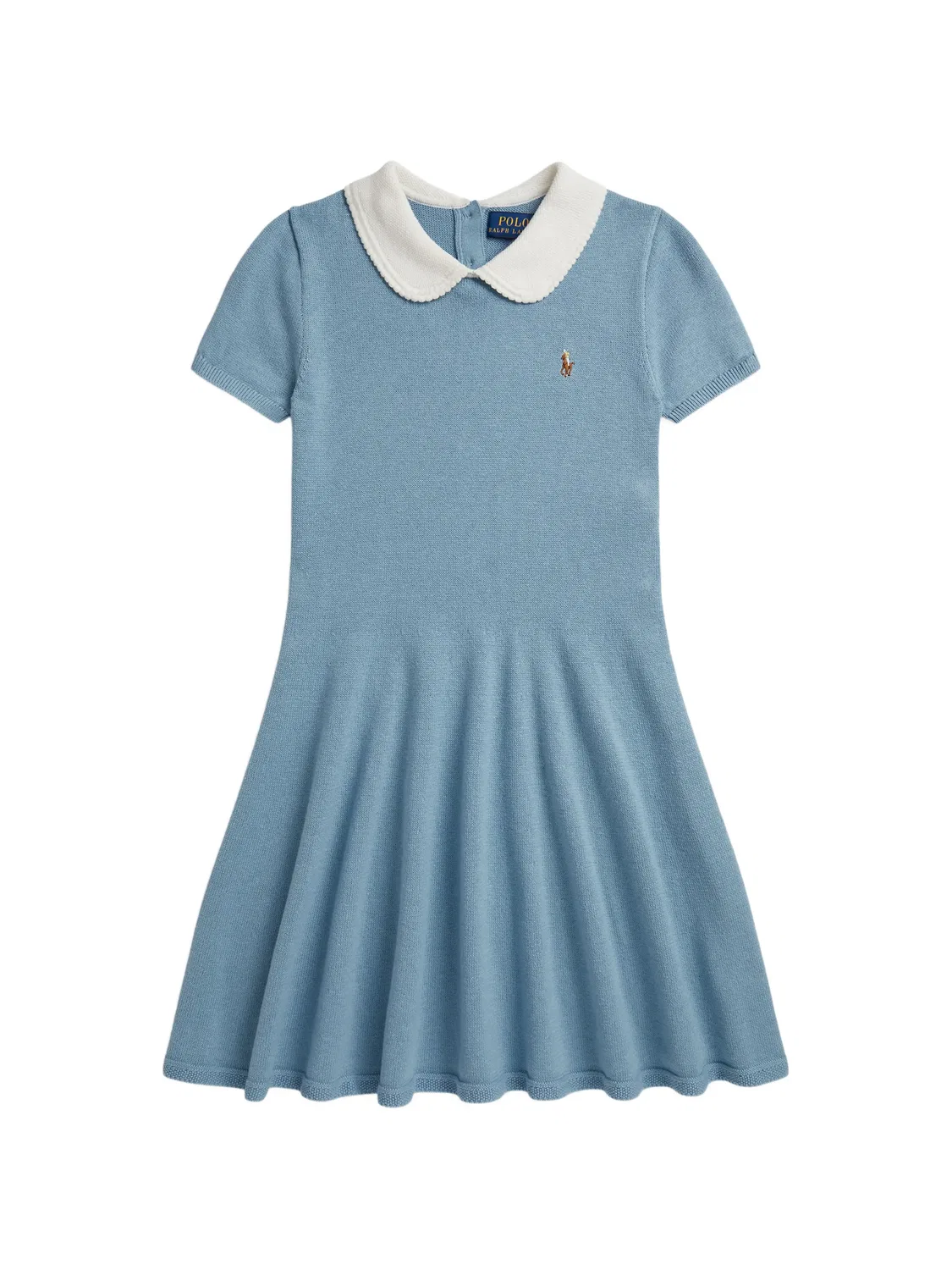 Платье с воротником Питер Пэн и вышитым логотипом Polo Ralph Lauren Kids, синий