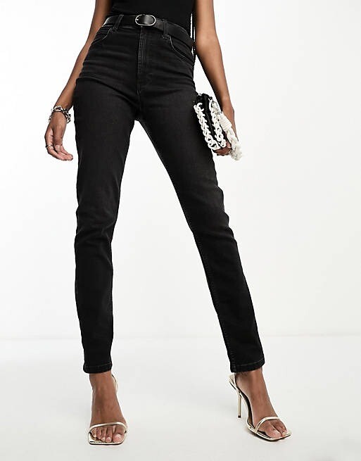 

Джинсы Asos Design Tall Slim Mom, черный (Размер W38 L36)