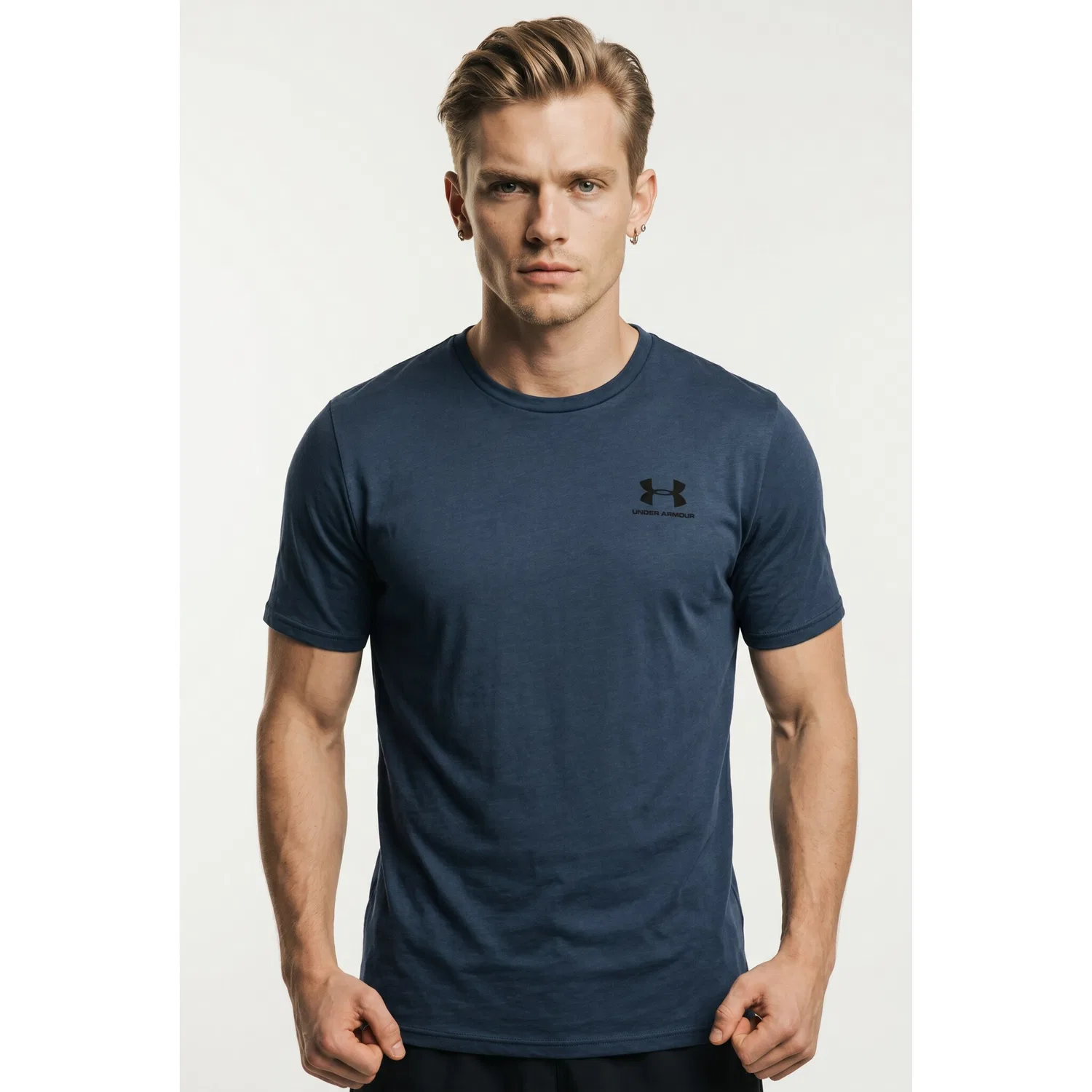 Детская хлопковая футболка с круглым вырезом Under Armour, Navy