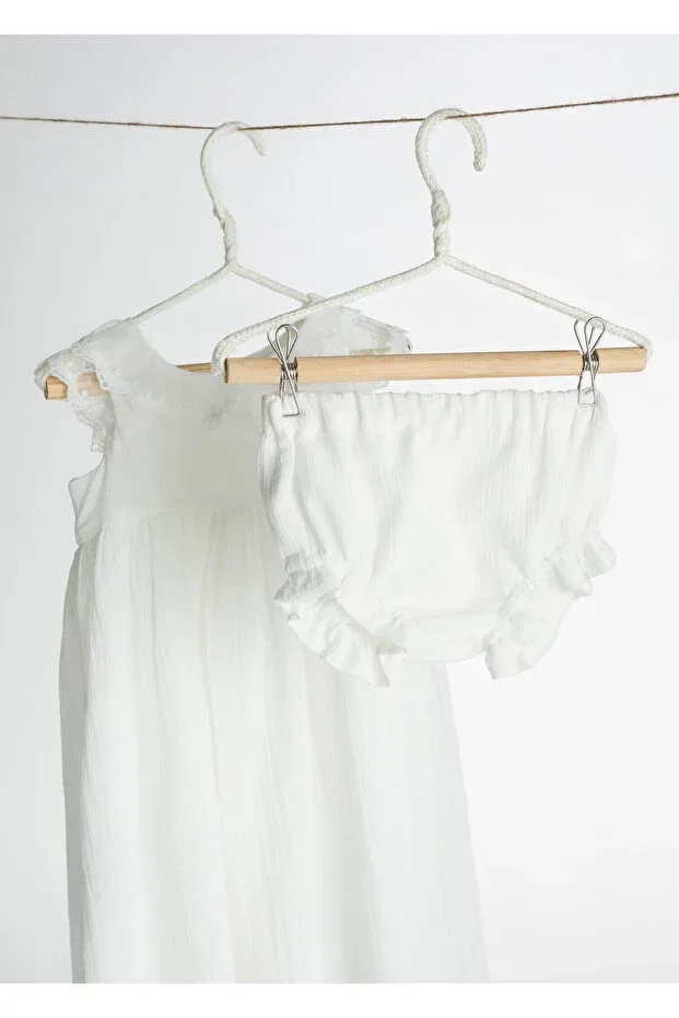 Детское платье для девочек с воротником-питер пэн Mango Woman, Off White — фото 4