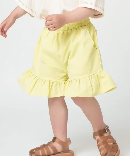 Детские шорты-кюлоты с водоотталкивающей пропиткой и рюшами, модель Frill Color, moimoln, Light Yellow