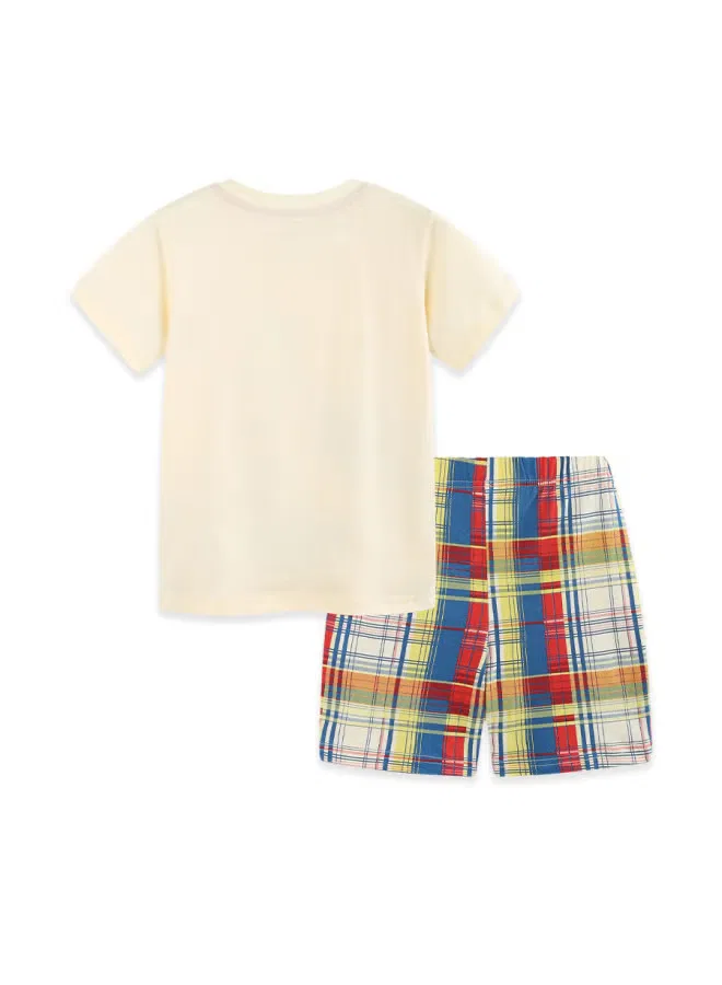 Комплект шорт с принтом машин модель New summer car print boys' short-sleeve set european and american style children's plaid shorts two-piece set Aosta Betty Store — фото 3