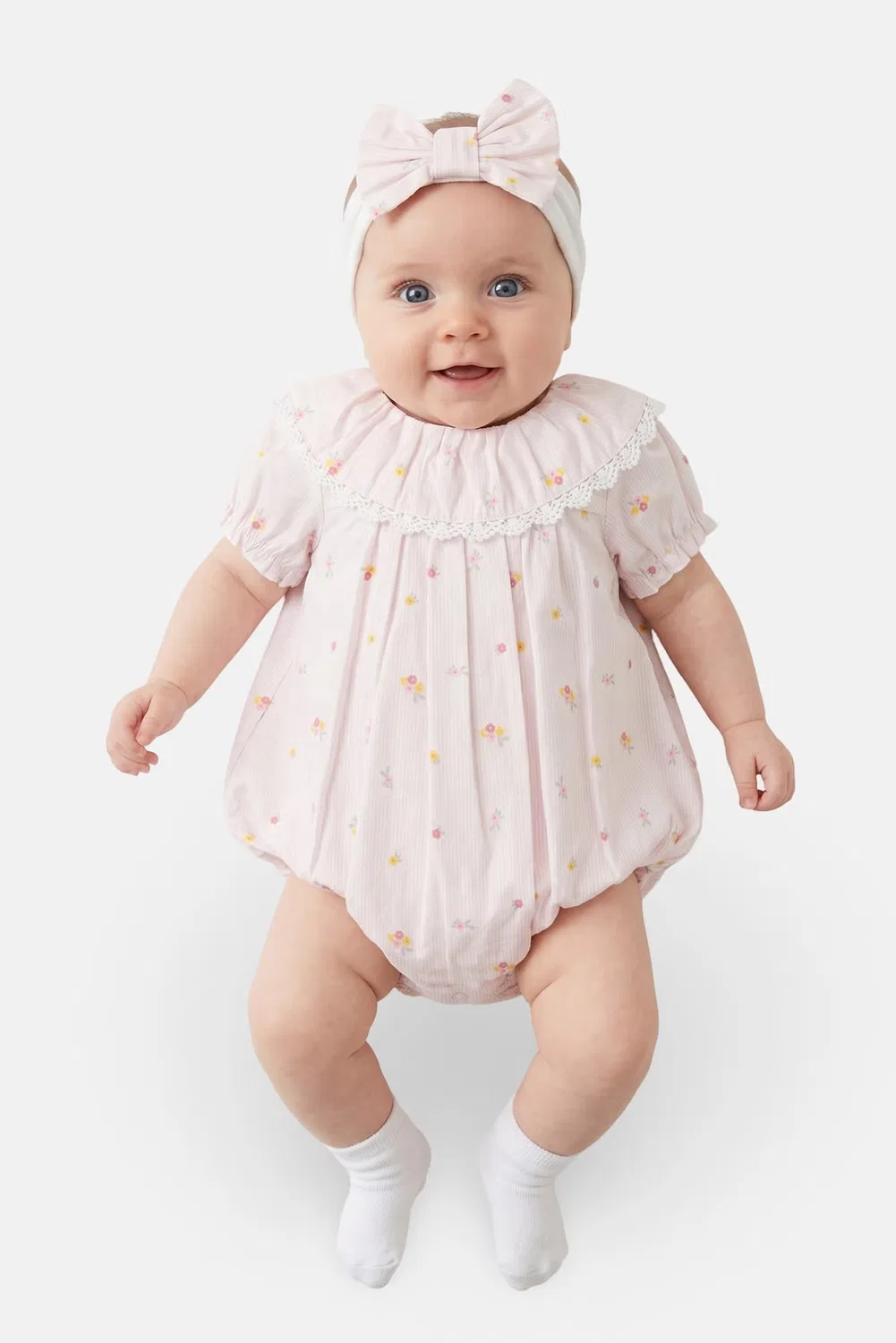Боди-комбинезон с цветочным принтом, комплект с повязкой на голову, Baby Essentials, разноцветный