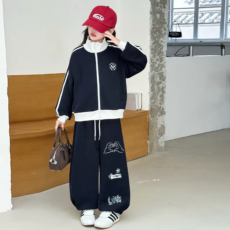Детский спортивный комплект с воротником-стойкой MADALLO, Navy Blue Two-Piece Set — фото 4