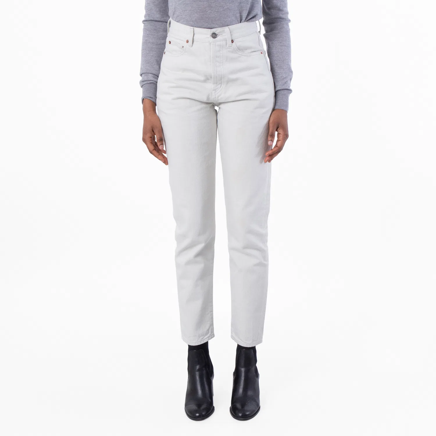 Джинсы Saint Laurent Chalk White Denim Slim-Fit Jeans, Chalk White