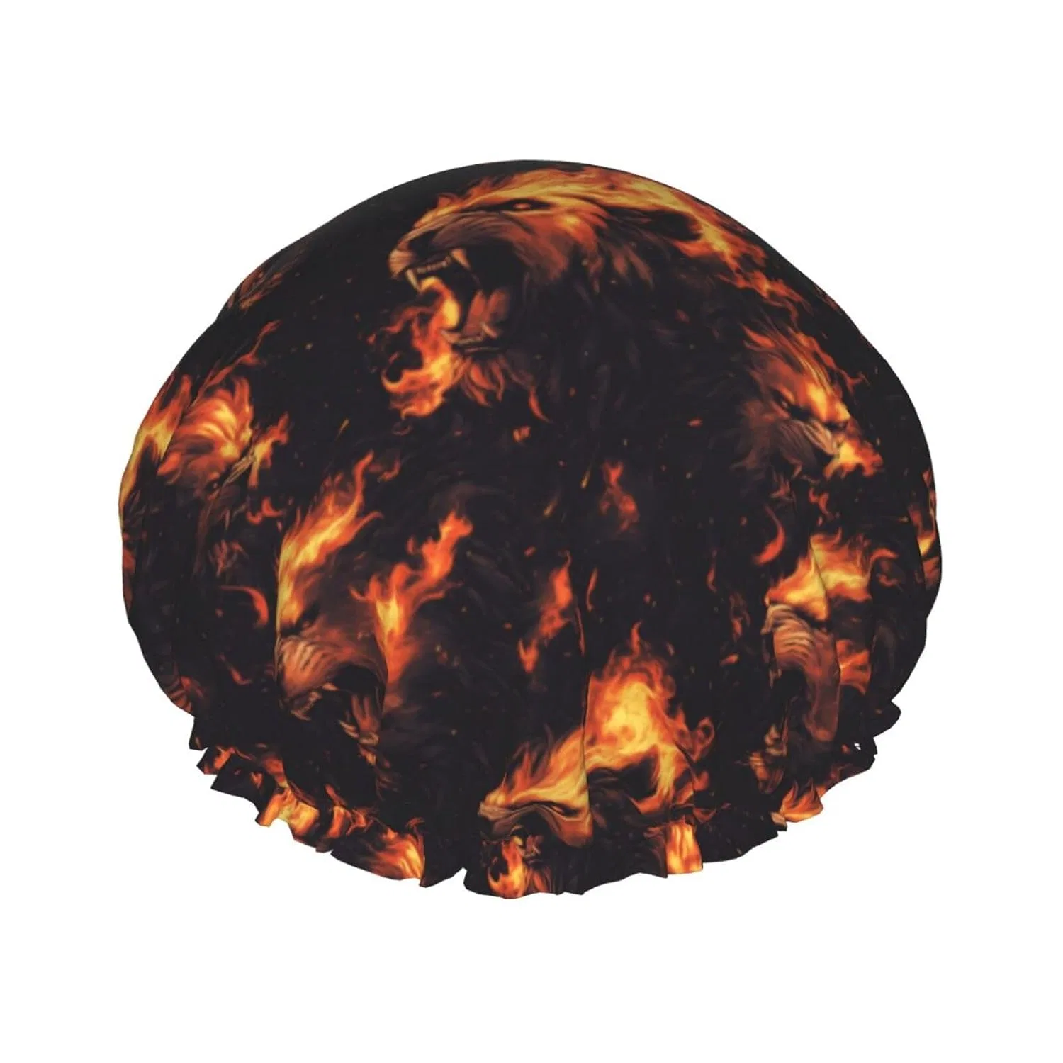 Шапочка для душа с принтом Flame Lion, Nevjipu, двойной слой, диаметр 26,9 см